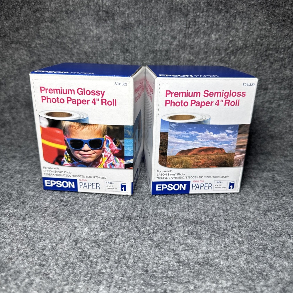 Epson Premium Glossy & Semigloss Photo Paper 4" Roll - SEALED‎ 2 Rolls 4" X 26'